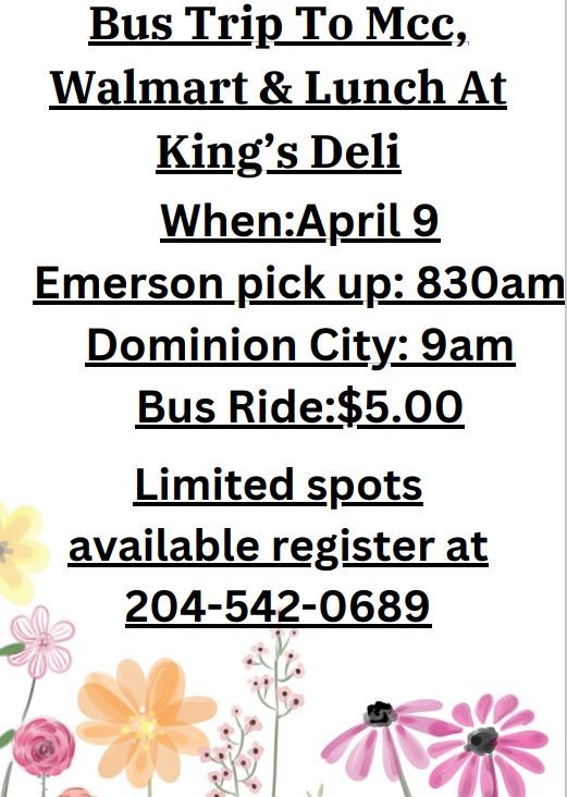 Bus Trip - MCC & Walmart