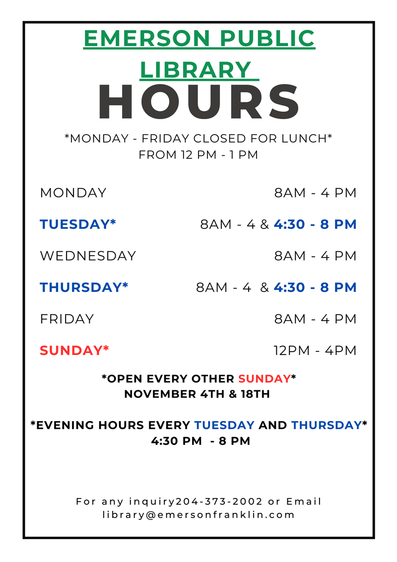 Emerson Library - Evening Hours