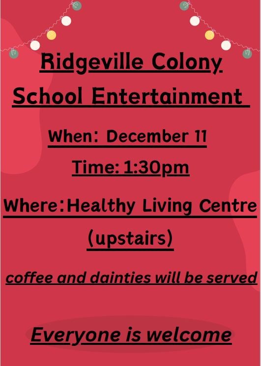 Ridgeville Colony School Christmas Singing